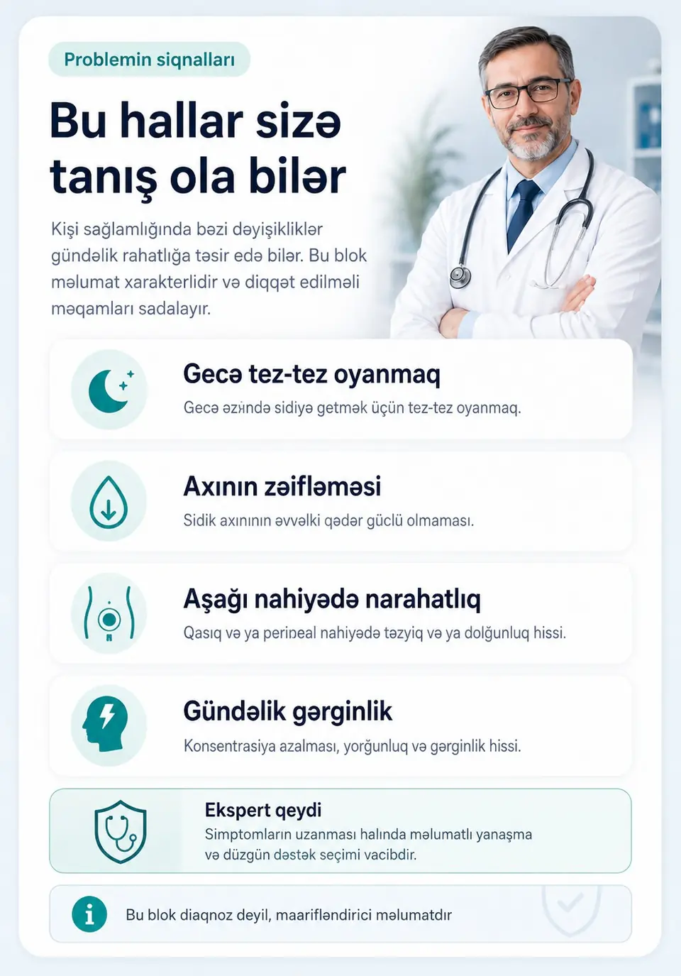 Prostat rahatlığı ilə bağlı gündəlik siqnallar