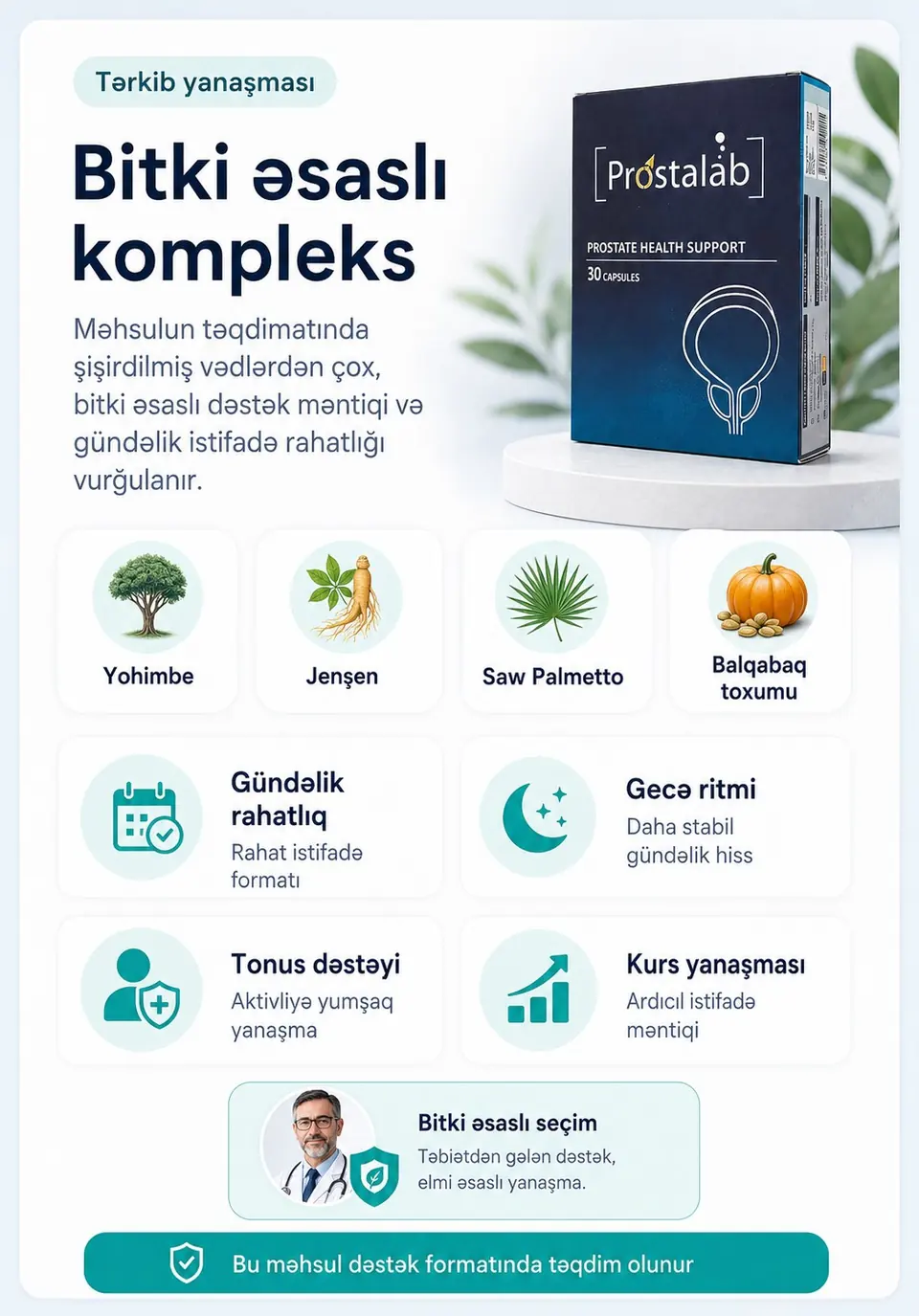 Prostalab bitki əsaslı kompleks tərkib yanaşması