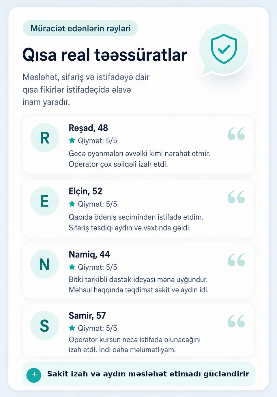 Müraciət edənlərin rəyləri və sosial sübut