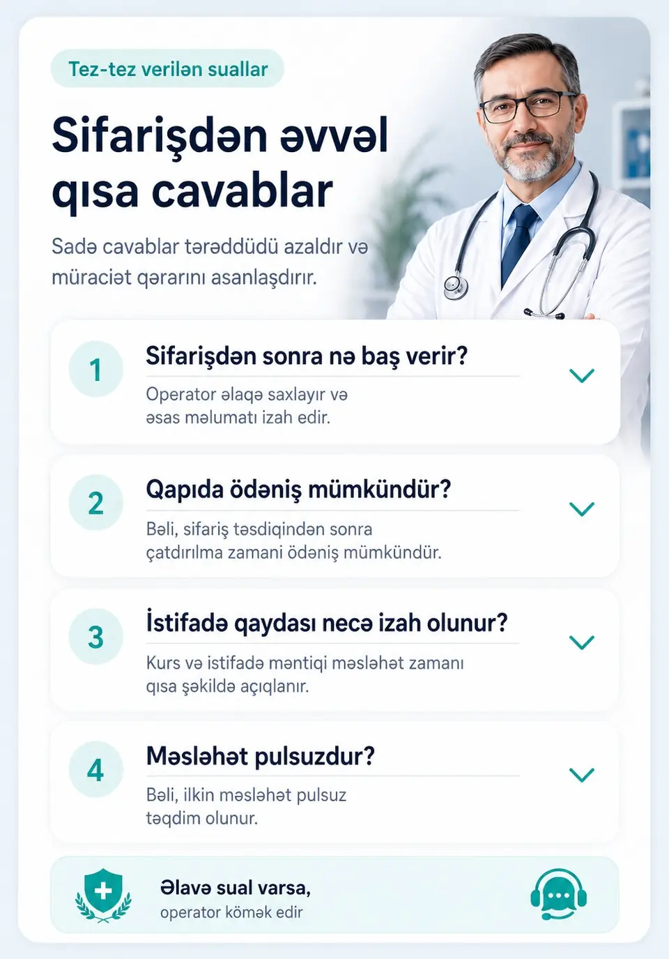 Sifarişdən əvvəl tez-tez verilən suallar